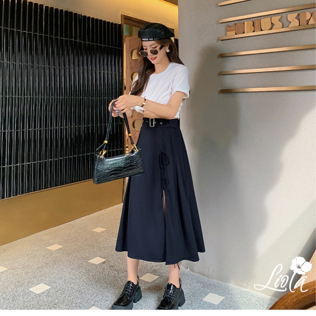 Chân váy dài đen xẻ tà cạp cao KÈM ĐAI siêu hot ( lớp lót xịn liola) | BigBuy360 - bigbuy360.vn