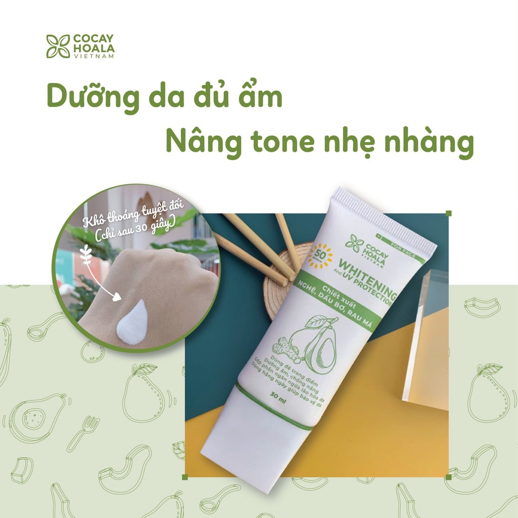 Kem Bơ Nghệ Cocayhoala kiềm dầu chống thấm nước nâng tông da thay thế kem nền chống nắng dưỡng da  30ml