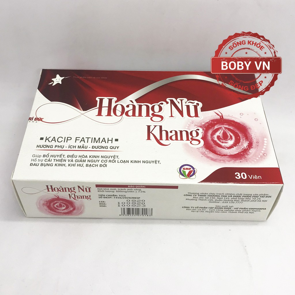 Hoàng Nữ Khang - Giúp bổ huyết, điều hòa kinh nguyệt - Hộp 30 viên