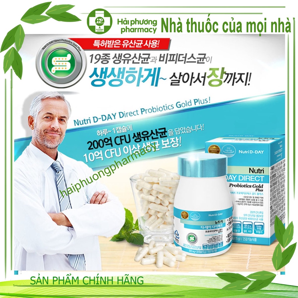 Men Vi Sinh Nutri D-Day Direct Probiotics Gold Plus Bổ sung 19 Chủng men &amp; 20 tỷ Lợi khuẩn, Cải thiện hệ tiêu hóa