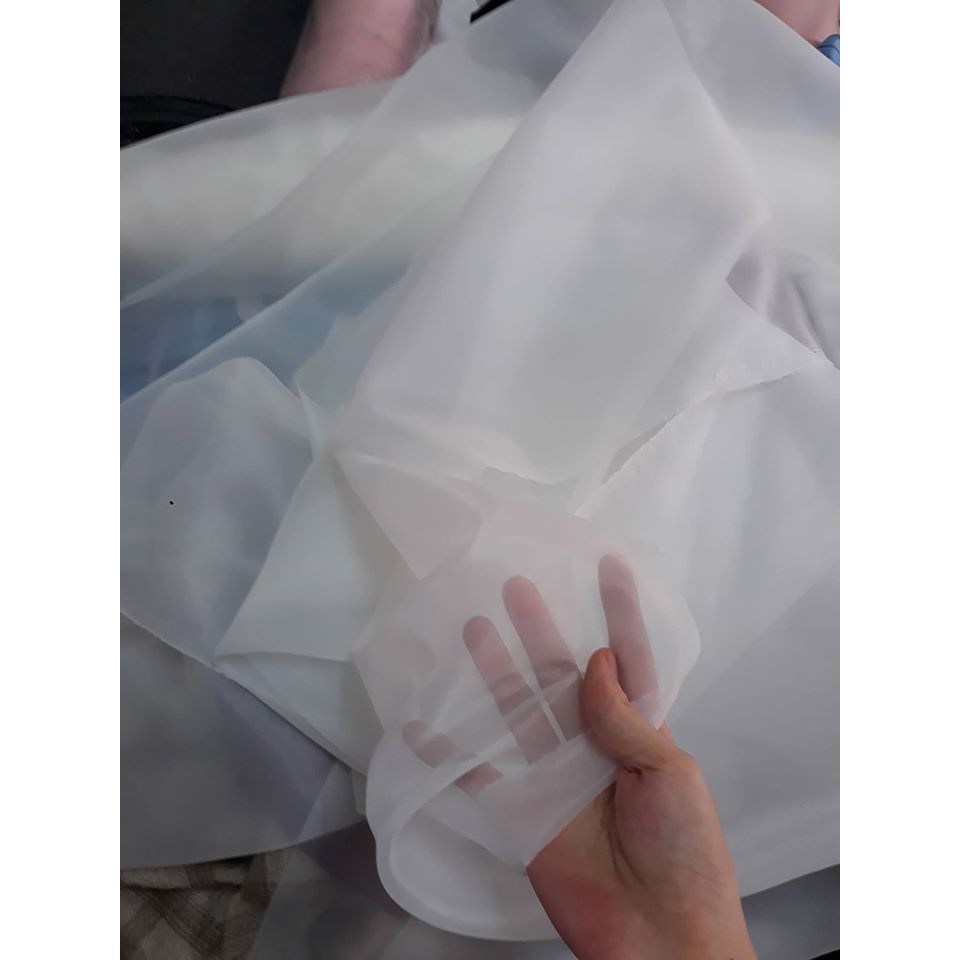 ⚡Sỉ tận gốc⚡Vải voan kính trắng / kem / đen / hồng nhạt / xanh nhạt (oganza) 19k/m