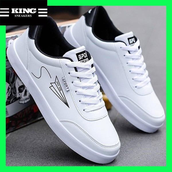 Giày Sneaker Nam thể thao màu trắng cổ cao cho học sinh phong cách Hàn Quốc 2021 - KHO GIÀY (KG23)