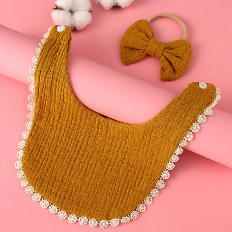 Khăn Bandana Vải Cotton Mềm Màu Trơn Đính Nơ Dùng Làm Quà Tặng Cho Bé Sơ Sinh