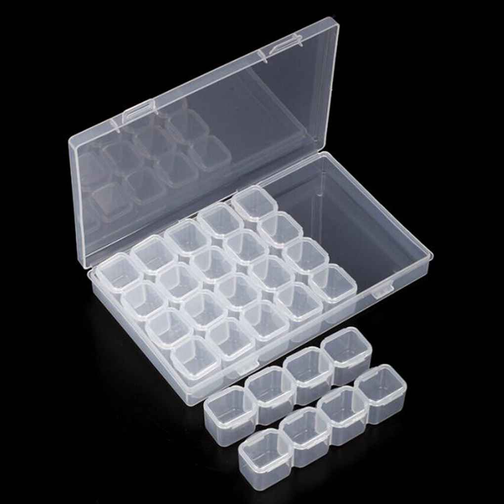 [Mapde] 28 Slots Nail Art Storage Box Plastic Transparent Display Case Organizer Holder for Rhinestone Beads Ring