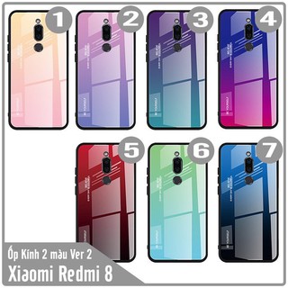 Ốp lưng Xiaomi Redmi 8 gương cứng 2 màu Gradient Ver 2 , viền TPU dẻo đen