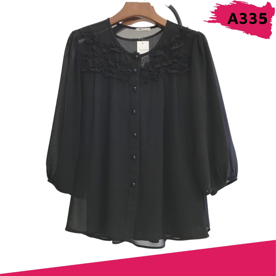 Áo Trung Niên Nữ MAI THY 355, Mẫu Sơ Mi BigSize Tay Lỡ Cổ Bèo Nhiều Nút Đẹp Trang Nhã, Thời Trang Trung Niên Nữ U40 | BigBuy360 - bigbuy360.vn