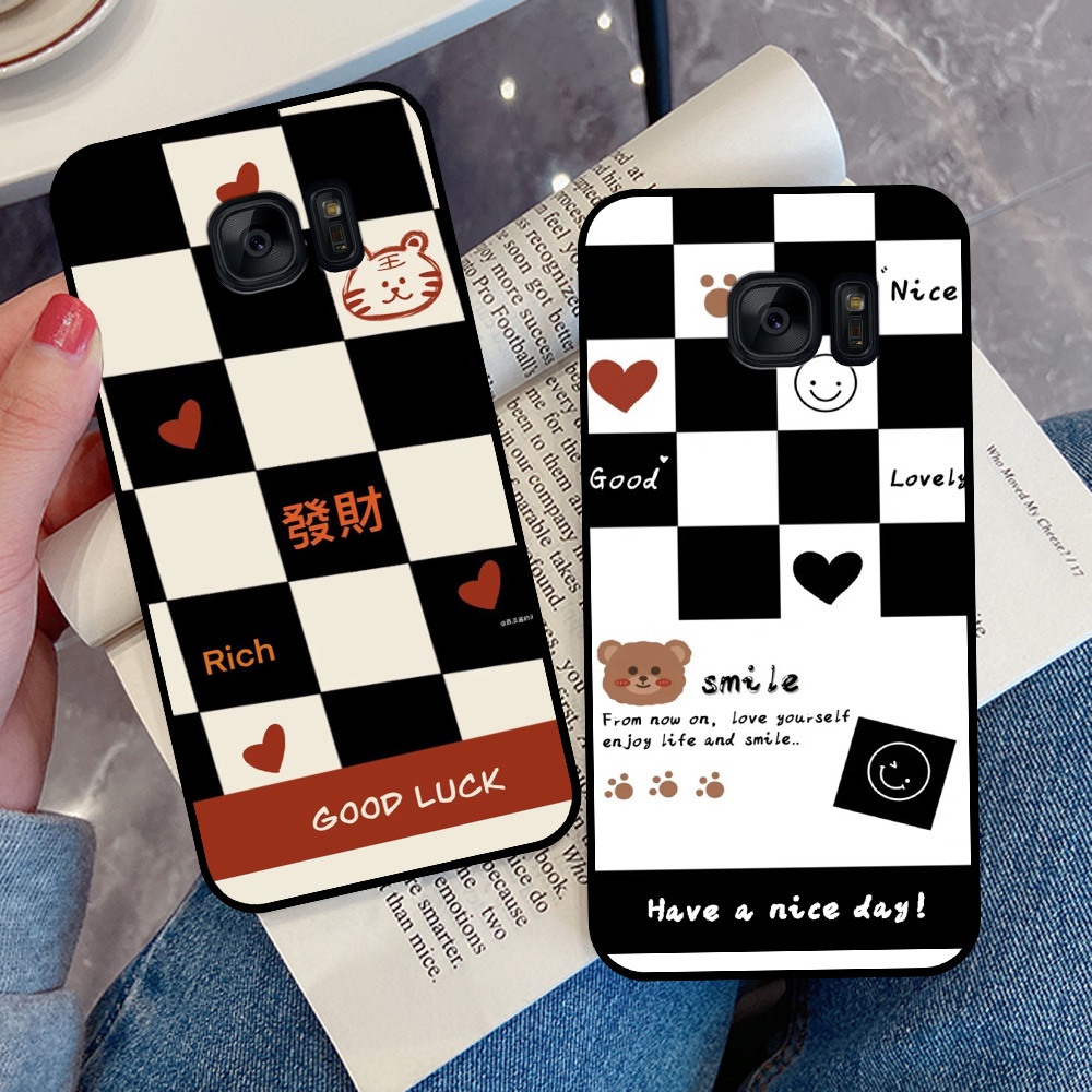 Ốp lưng Samsung S6 / S6 Edge / S7 / S7 Edge / Note 5 / Note FE  in hình sọc caro, họa tiết đen trắng dễ thương