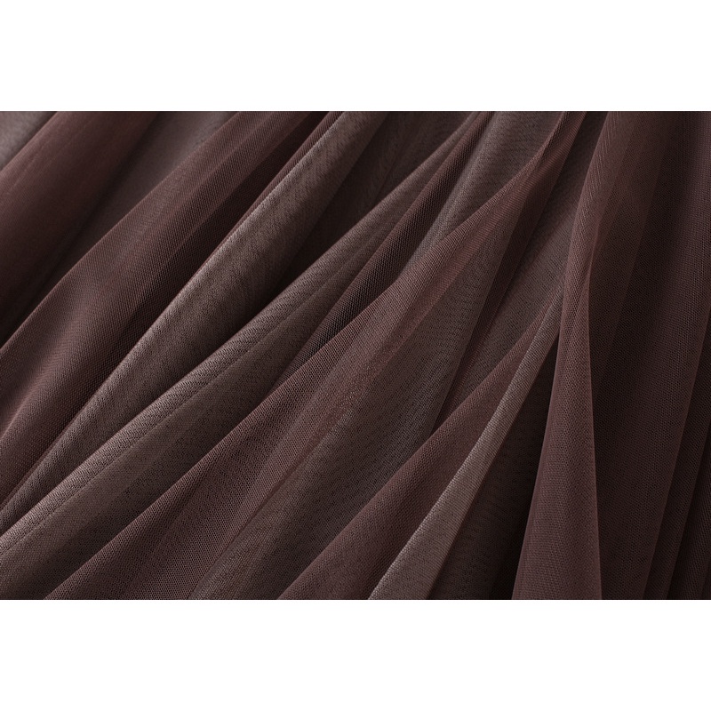 Chân váy xòe dài phối ren lưới màu đen ngọt ngào thời trang mùa hè cho nữ 2022