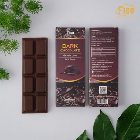 Socola sữa nhân bánh Cookie, Hạt cacao, Hạnh nhân, Không nhân FIGO Hộp 20g