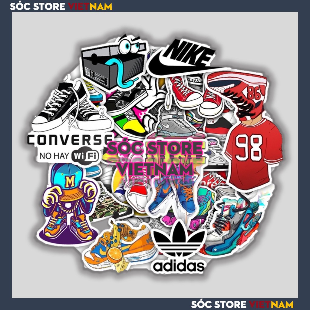 Sticker Sneaker Sóc Store chống nước custom, dán trang trí mũ bảo hiểm nửa đầu, nón bảo hiểm 3 phần 4