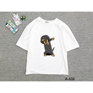 Áo thun nam nữ tay lỡ unisex phông trơn oversize form rộng basic tee hình chú chó