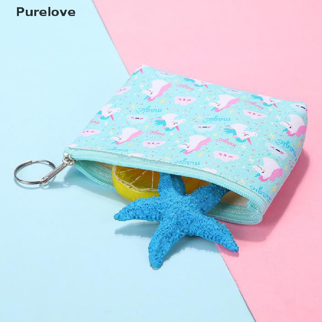 Ví đựng tiền xu mini in họa tiết kỳ lân đáng yêu