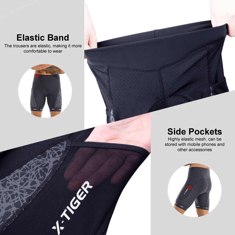 Quần yếm X-TIGER chuyên dụng đạp xe đạp có xốp Lycra thoáng khí có may túi tiện lợi