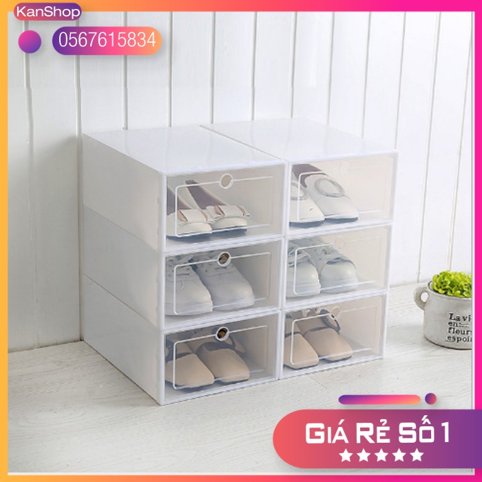 Combo 6 Hộp Nhựa Đựng Giày Dép Sang Trọng - Cứng Cáp - Chống Bụi - Chống Ẩm Mốc Lắp Ráp Thông Minh