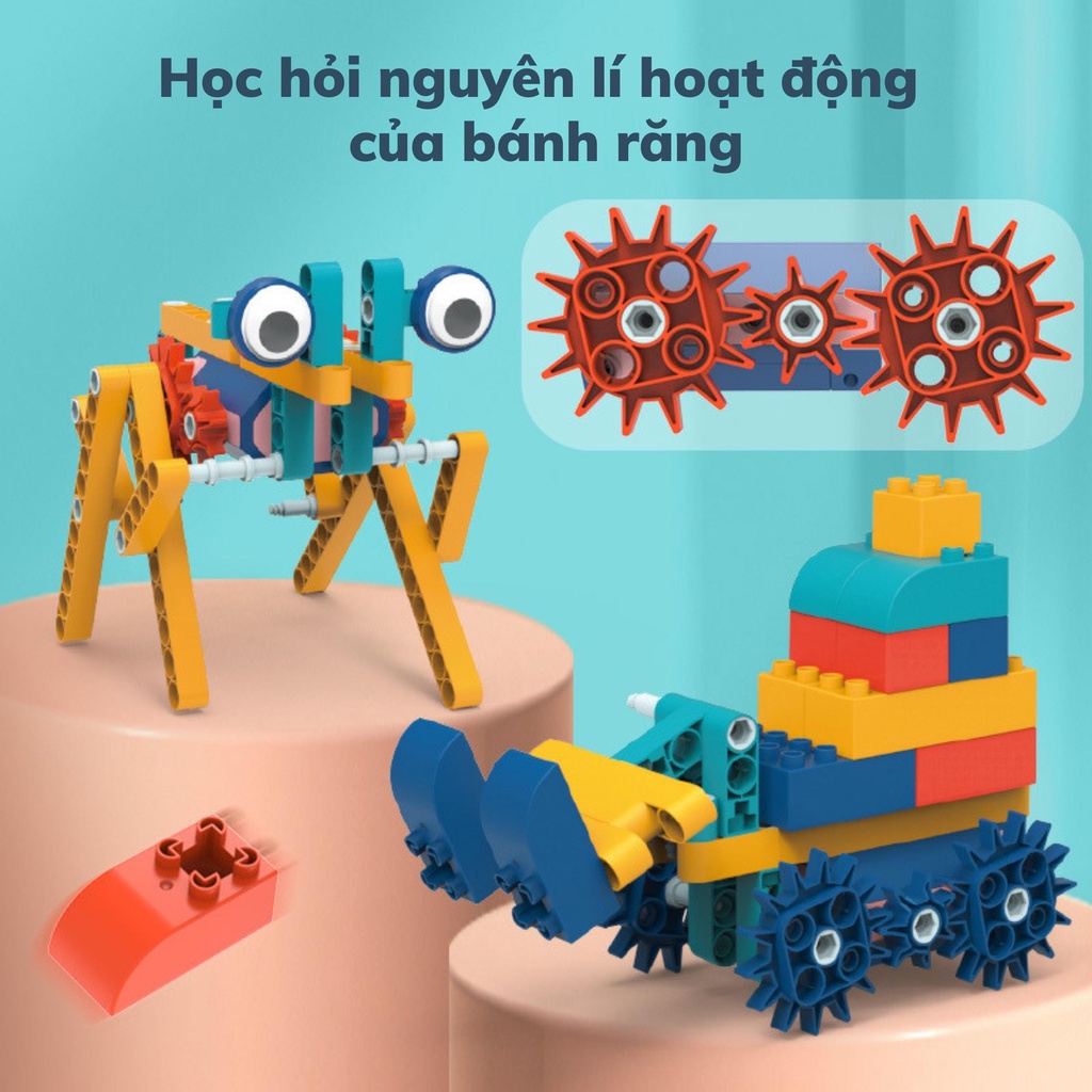 Đồ chơi lắp ráp thông minh cho bé 116 chi tiết kèm động cơ điện, đồ chơi phát triển tư duy cho trẻ em BOBIKIDS LR01