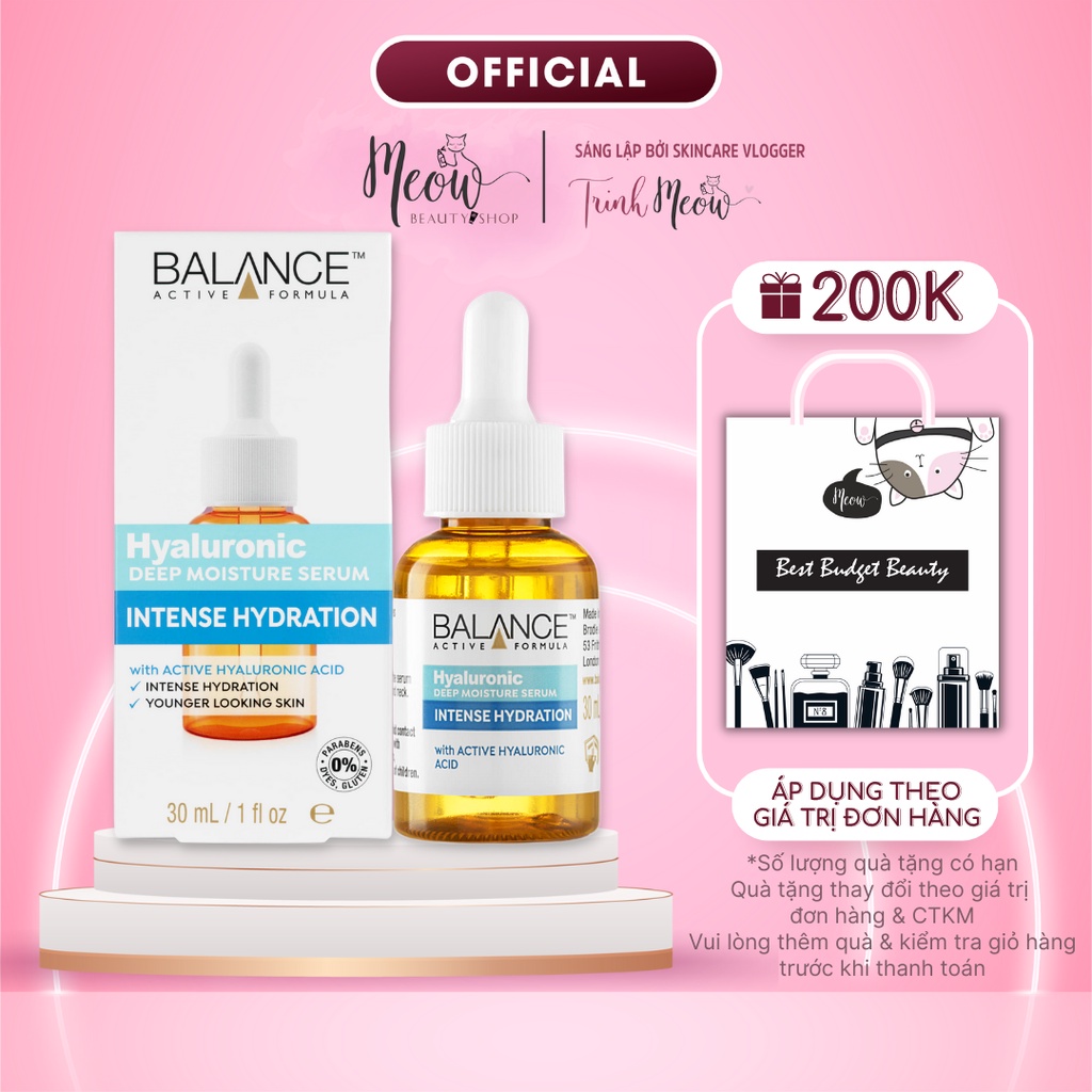 Serum Balance cấp nước và dưỡng ẩm da Hyaluronic Acid Balance Active Formula 30ml