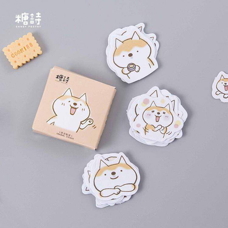 Set 45 hình dán họa tiết cún SHIBA hoạt hình ngộ nghĩnh tự trang trí nhật ký / sổ tay thủ công đa dụng