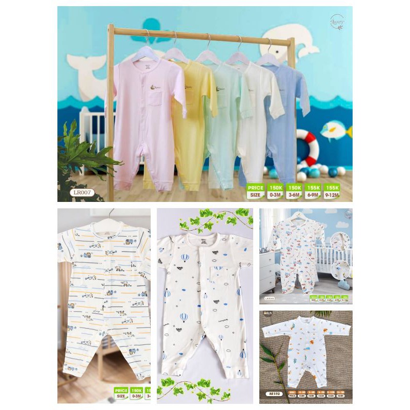 Body dài tay Luxry vải sợi tre cao cấp cho bé trai bé gái