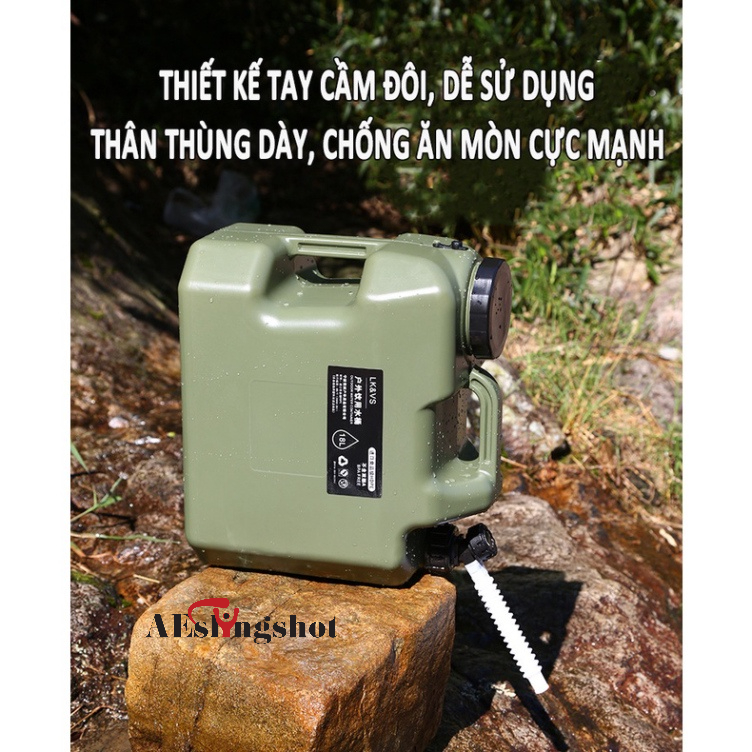 Bình đựng nước cắm trại du lịch dã ngoại di động ngoài trời, có van khóa, có vòi nối dài tiện lợi - DCP9