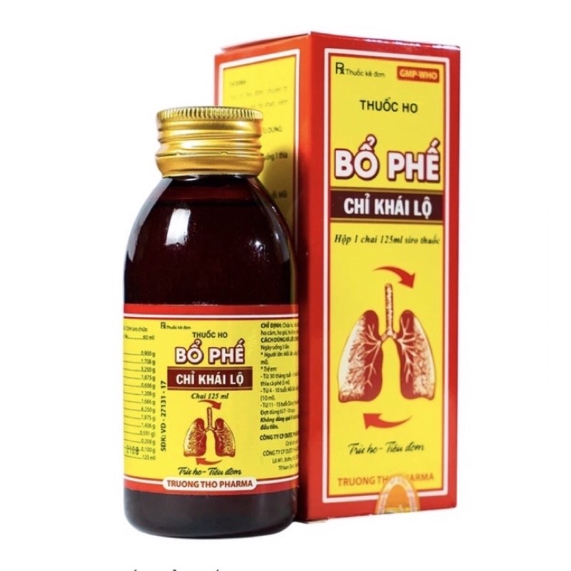 Siro ho Bổ Phế Chỉ Khái Lộ (chai 125ml) giúp giảm ho, tiêu đờm, viêm phế quả