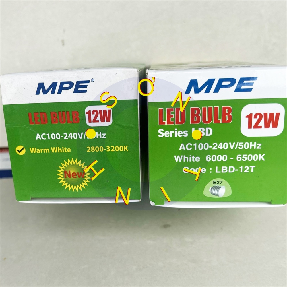 Bóng đèn led bulb MPE công suất 12W ánh sáng trắng, ánh sáng vàng