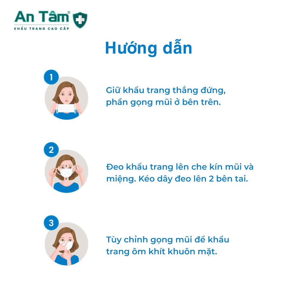 Thùng 50 hộp - Khẩu trang y tế 4 lớp Vải không dệt cao cấp - Chính Hãng AN TÂM - Hộp 50 cái