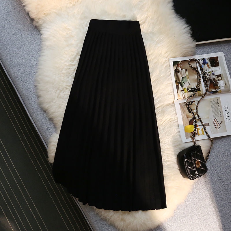 Chân Váy Chữ A Xếp Ly Lưng Cao Thời Trang Thu Đông