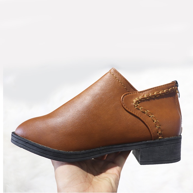 [ Hình thật] Có size 40 Boot cổ ngắn mũi nhọn màu da bò THỜI THƯỢNG GBN9102