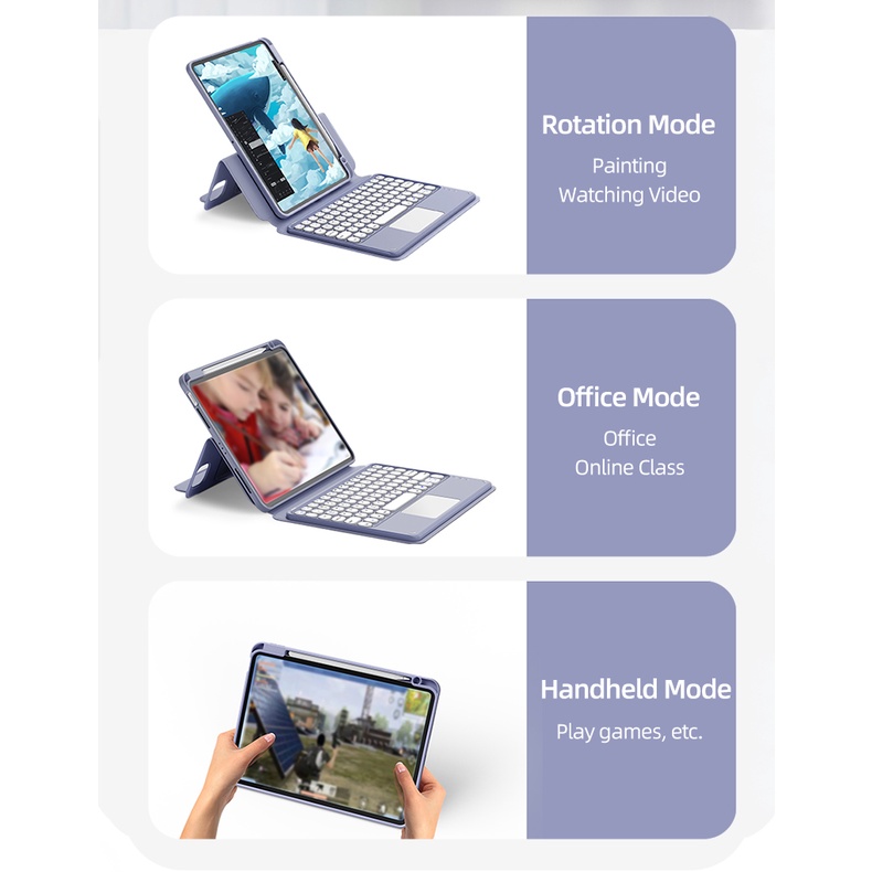 Bao Da Máy Tính Bảng Kèm Bàn Phím Bluetooth Không Dây Có Ngăn Đựng Bút Cho IPad Pro 11 7th 8th 9th Gen 10.2 Air3 10.5 Air4 Air5 10th 10.9 Inch