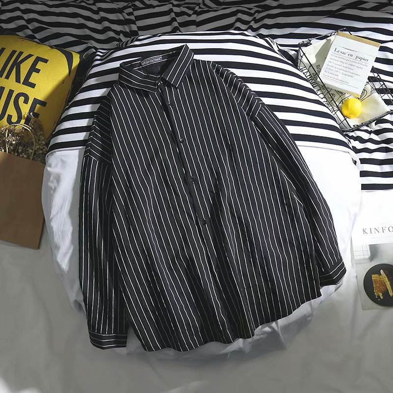 Áo Sơ Mi Tay Dài Họa Tiết Kẻ Sọc Thời Trang Hàn Quốc Dành Cho Nam Size M-2Xl | BigBuy360 - bigbuy360.vn