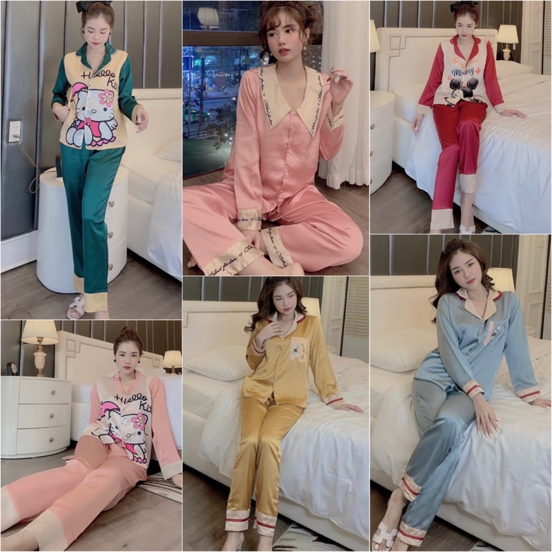 Đồ Bộ Pijama - Bộ Lụa Satin Tay Dài Siêu Hot [cao cấp - hàng chuẩn đẹp] | BigBuy360 - bigbuy360.vn