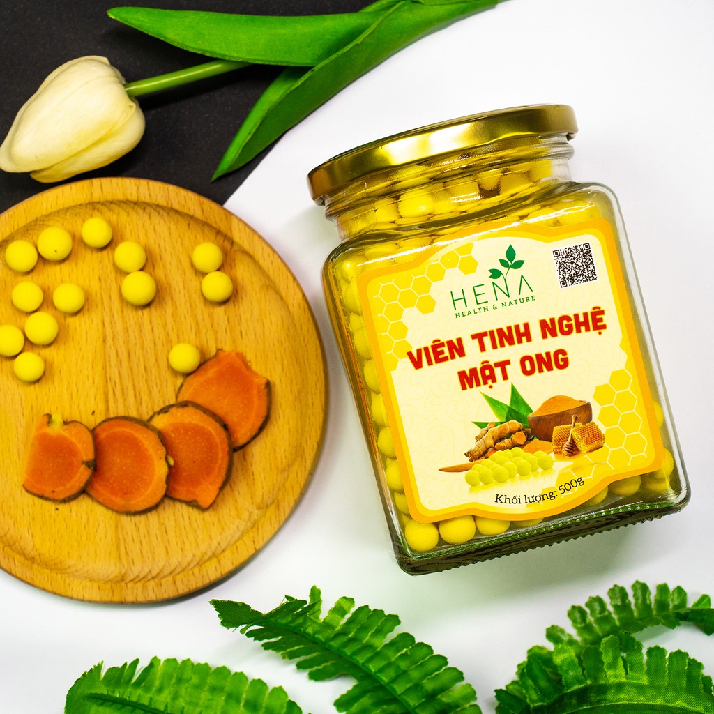 Nghệ Viên Mật Ong Rừng Hena 300G , Viên Nghệ Mật Ong. Tinh bột nghệ, bột nghệ nguyên chât, mầm đậu nành [Xem cùng shop]