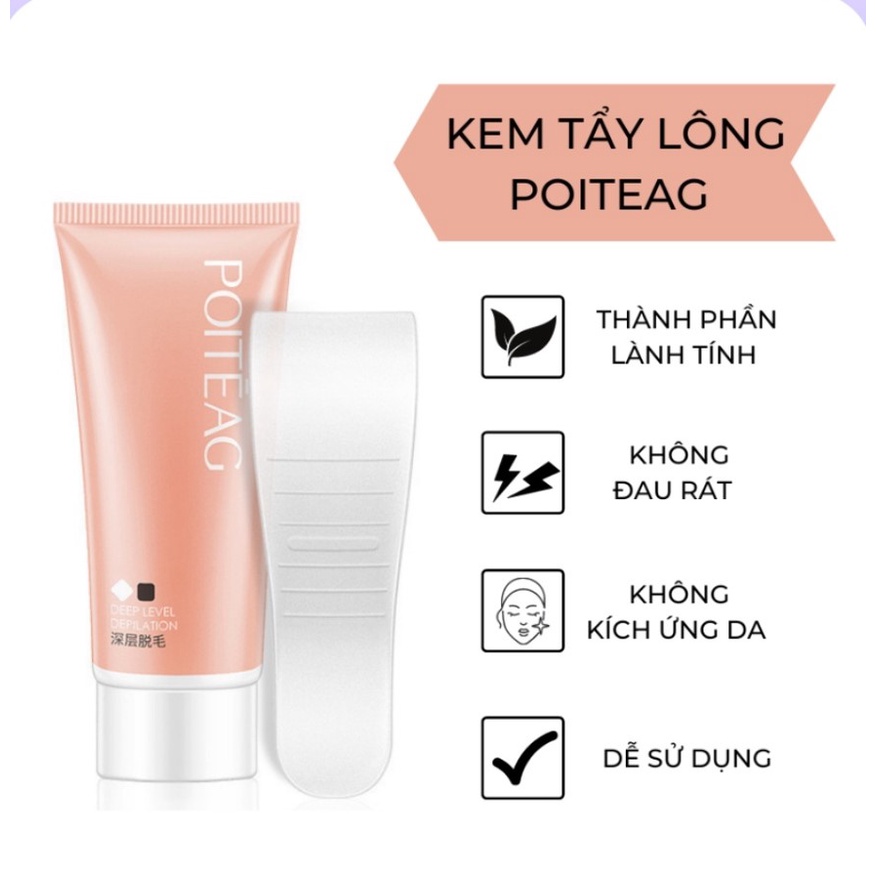 Kem Tẩy Lông POITEAG  Giúp Tẩy Sạch Lông Hiệu Quả Và An Toàn Cho Da 60g