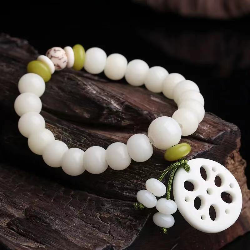 Vòng tay hạt ngọc bích màu trắng 10mm tùy chọn kiểu dáng