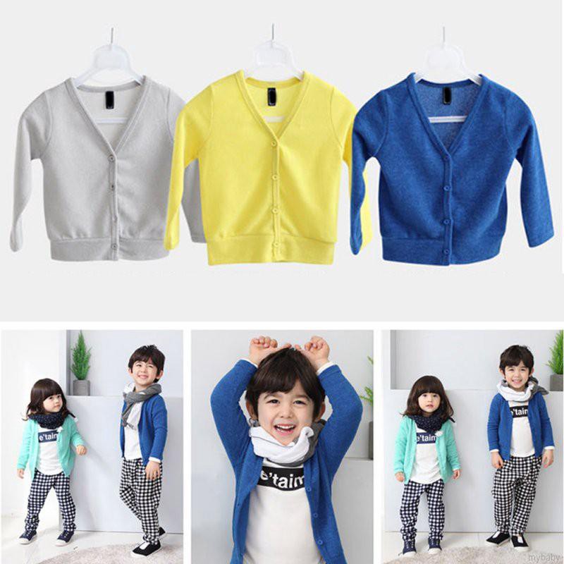 Áo khoác cardigan cổ chữ V xinh xắn cho bé