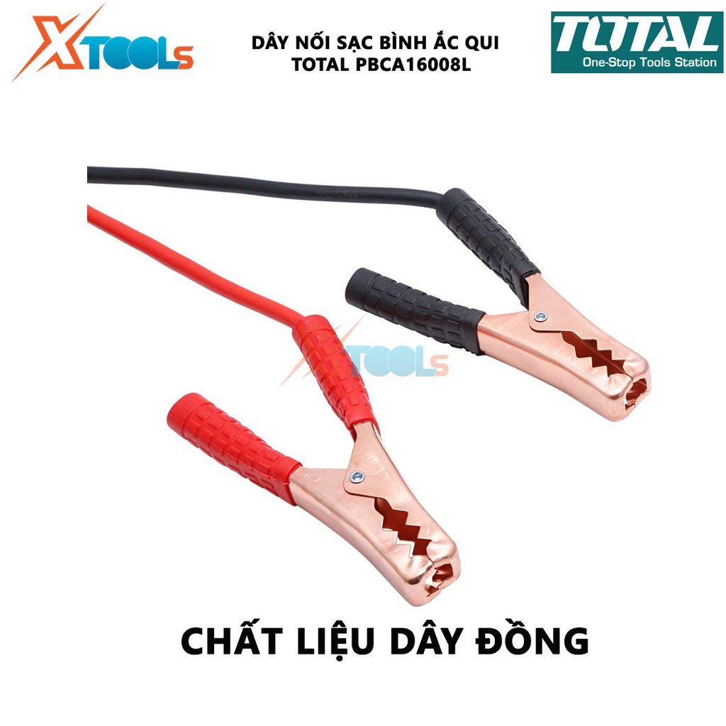 Dây cáp sạc bình ắc quy TOTAL PBCA16008L Dây câu sạc bình Dòng điện định mức: 600AMP Kích thước kẹp: 18x11cm nối sạc