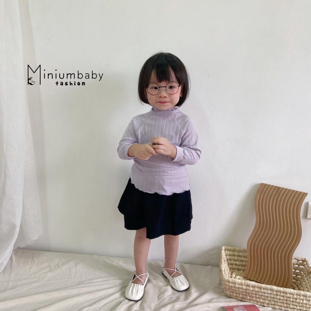 Áo len dài tay thu đông cổ bèo cho bé gái chất 100% cotton len tăm, quần áo trẻ em MiniumBaby-A1058