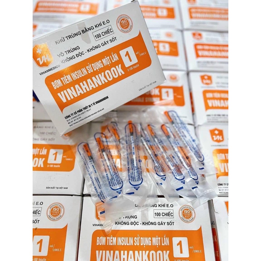 Hộp 100 bơm tiêm tiểu đường Vinahankook