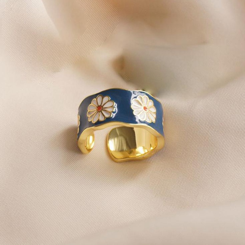 Nhẫn hình hoa mận tráng men phong cách vintage