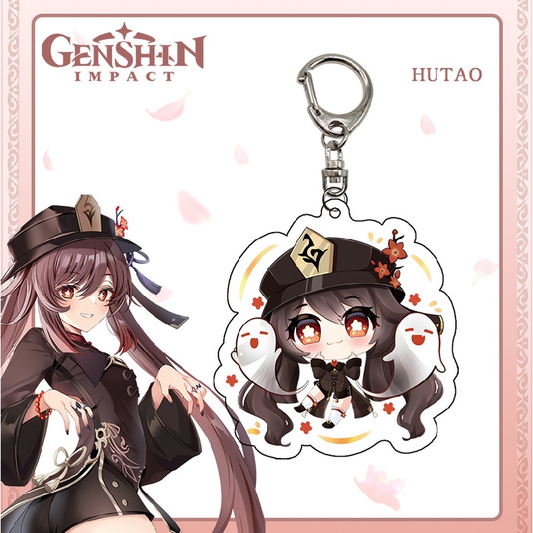 Móc Chìa Khóa Bằng Acrylic In Họa Tiết Hoạt Hình HuTao Dễ Thương