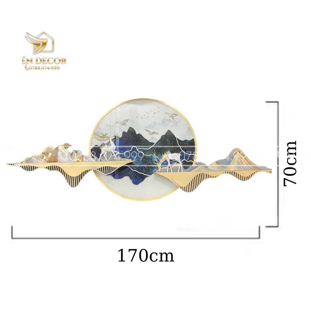 Tranh Phong Cảnh Treo Tường Đôi Hươu Nghệ Thuật, Tranh Sắt, Tranh Gắn Tường Én Decor