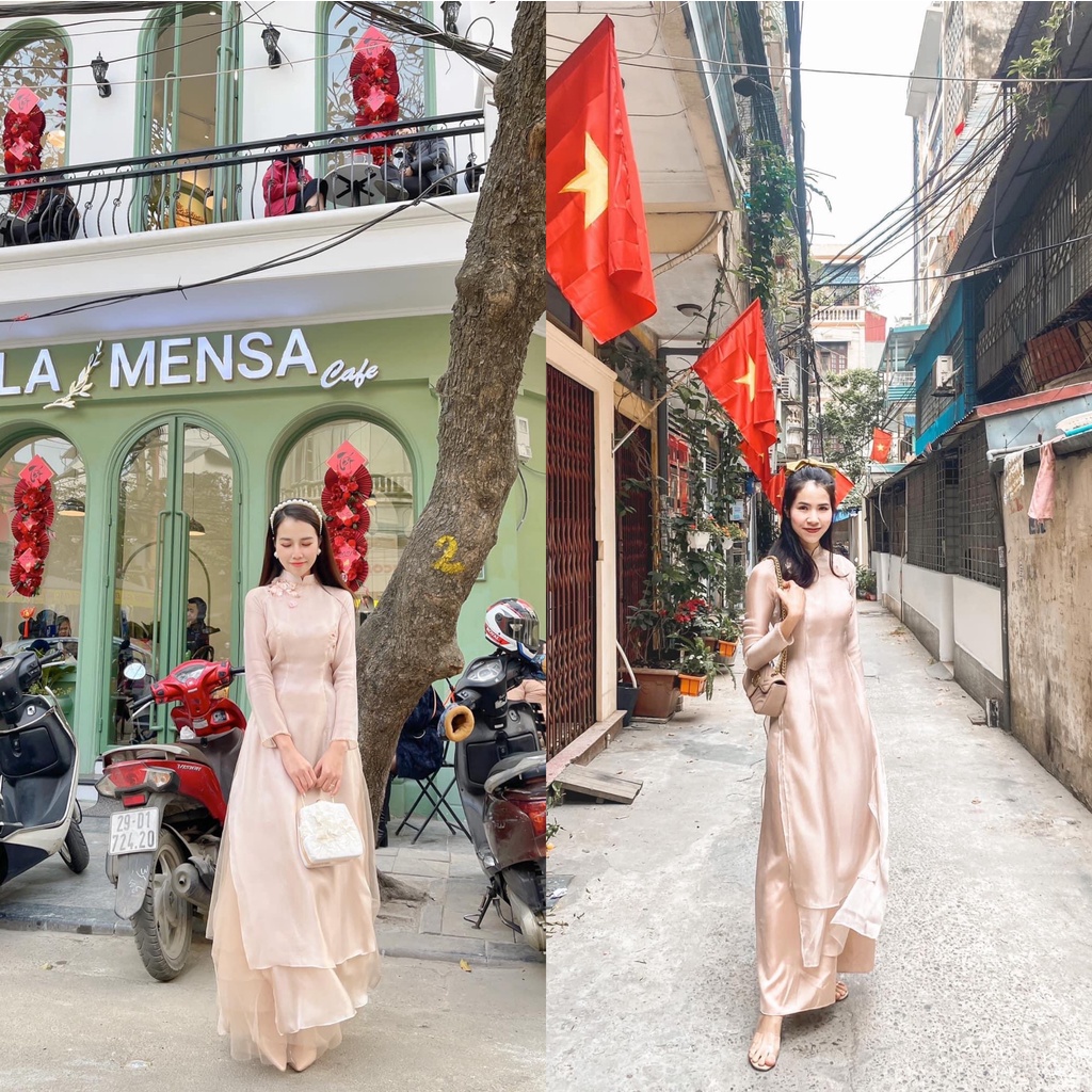 Áo dài cách tân voan tơ nhẹ nhàng cao cấp