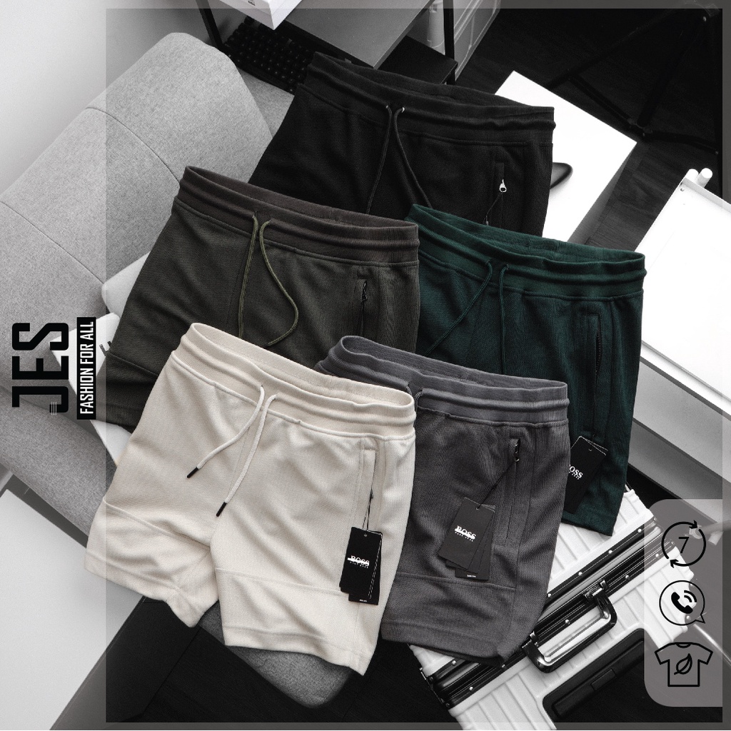 Quần short đùi nam cao cấp chất vải pique da cá cotton đứng form mặc nhà đi chơi lịch sự big size JESHOME BOSJ6