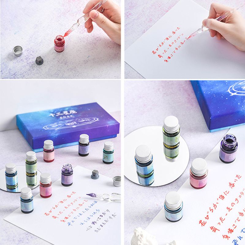 12 Bút Mực Viết Thư Pháp Nhanh Khô Nhiều Màu Sắc