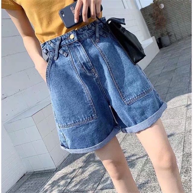 [Mã FAMAYWA giảm 10K đơn 50K] QUẦN SHORT JEAN CẠP CAO SẮN GẤU - HÀNG CÓ SẴN