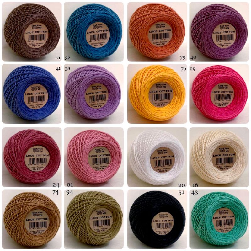 🍒 SỢI LACE COTTON 50G MÓC VÁY ÁO, BIKINI,... 🍒