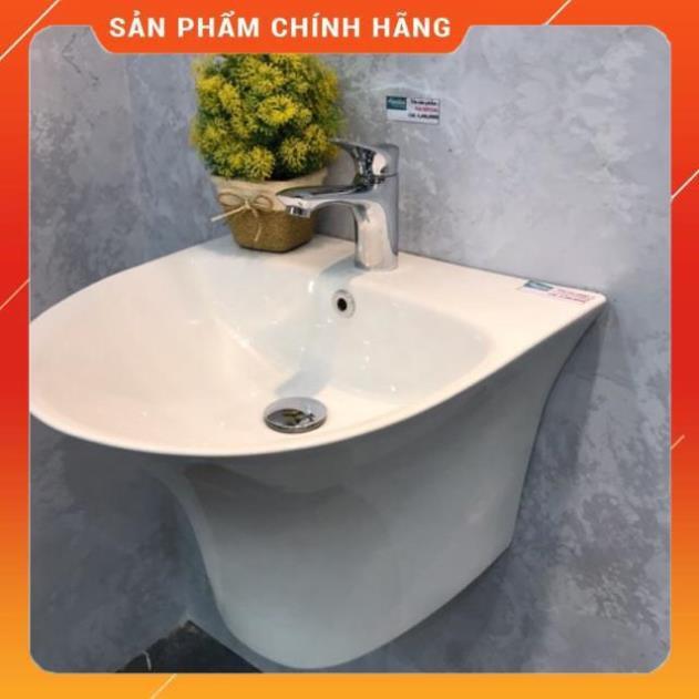 (SALE) Lavabo , chậu rửa mặt treo tường Aqualem FT6005, men kháng khuẩn