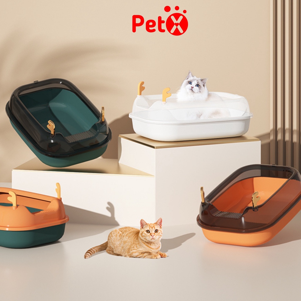 Khay vệ sinh cho mèo, chậu cát mèo có vòm chống văng cát cho mèo vừa và lớn đến 7.5kg