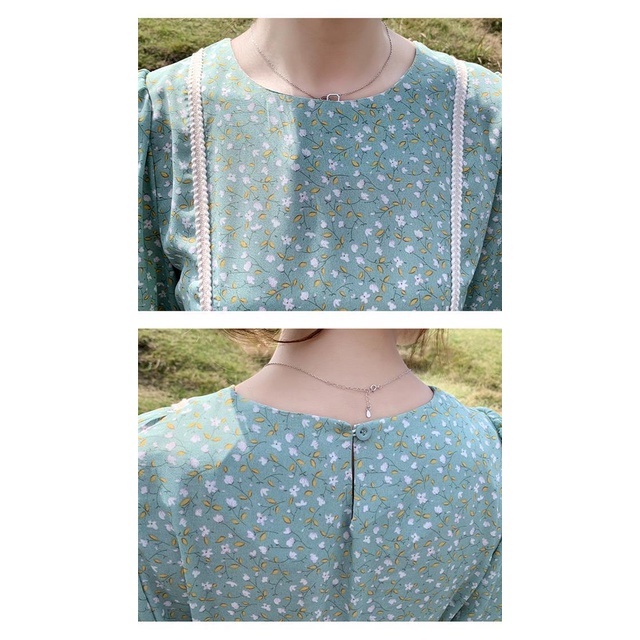 Đầm chữ A tay dài màu xanh lá thời trang thanh lịch cho nữ