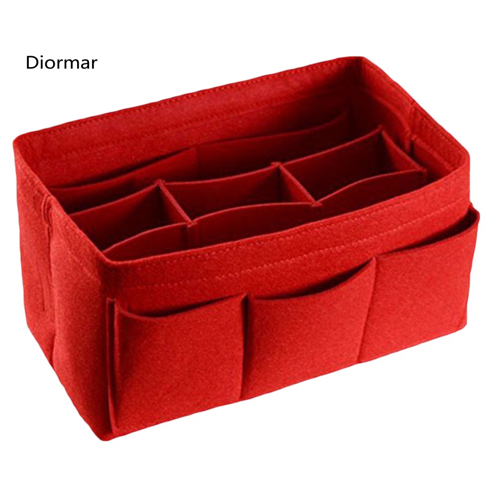 DOM_Multi-Grids Waterproof Large Capacity Makeup Cosmetic Storage Bag Felt Organizer